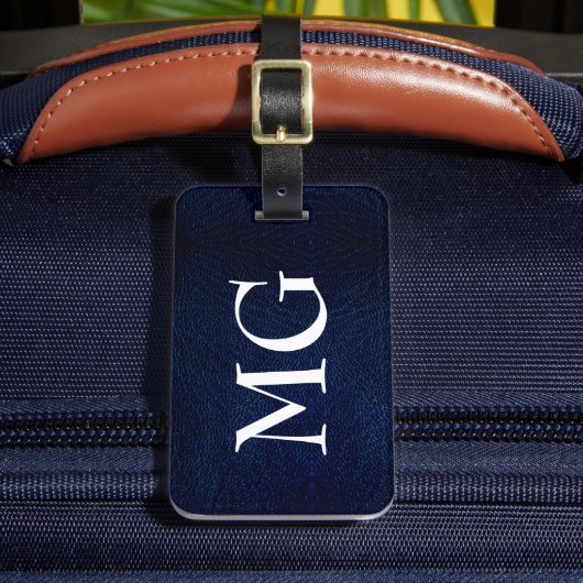 Bagagelabel van Monogram Navy Faux Leather (Voorkant Insitu 2)