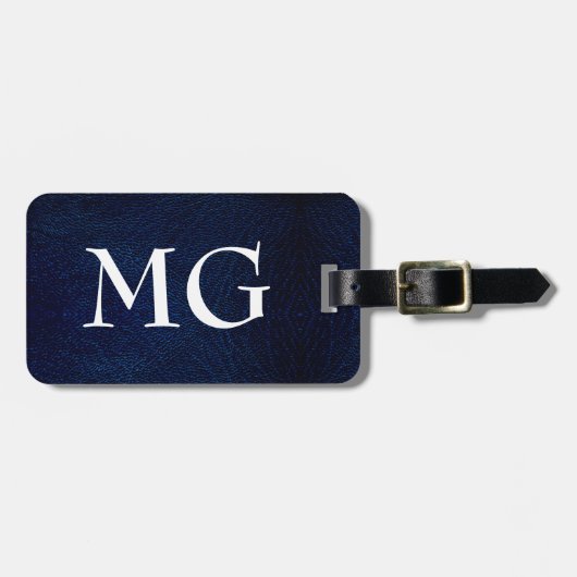Bagagelabel van Monogram Navy Faux Leather (Voorkant horizontaal)