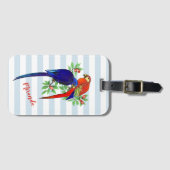 Bagagelabel van Monogram Parrots Blue Red Flowers (Voorkant (horizontaal))
