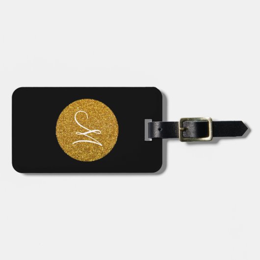 Bagagelabel van mousserende monogram met lederriem (Voorkant horizontaal)