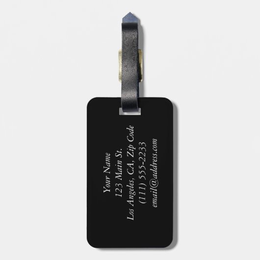 Bagagelabel van mousserende monogram met lederriem (Achterkant verticaal)