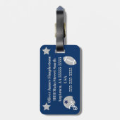 Bagagelabel van Navy en Gray Football, personalise (Achterkant verticaal)