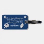 Bagagelabel van Navy en Gray Football, personalise (Achterkant horizontaal)