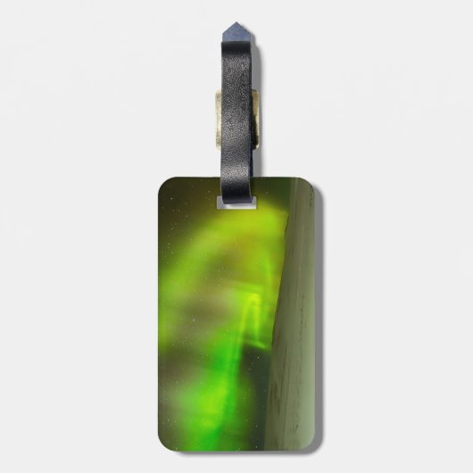 Bagagelabel van noordelijke lampjes met lederriem (Achterkant verticaal)