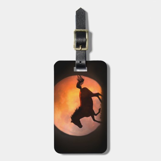 Bagagelabel van paarden en maan (Voorkant verticaal)
