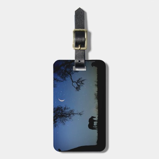 Bagagelabel van paarden en maan (Voorkant verticaal)