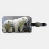 Bagagelabel van polair Beer met lederriem (Achterkant horizontaal)