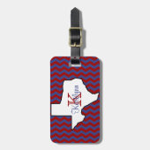 Bagagelabel van Red and Blue Chevron Texas Monogra (Voorkant verticaal)