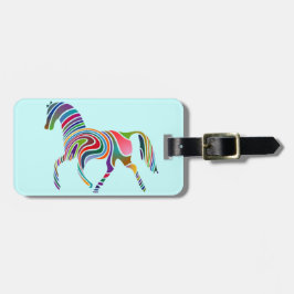 Bagagelabel van regenboogpaarden.