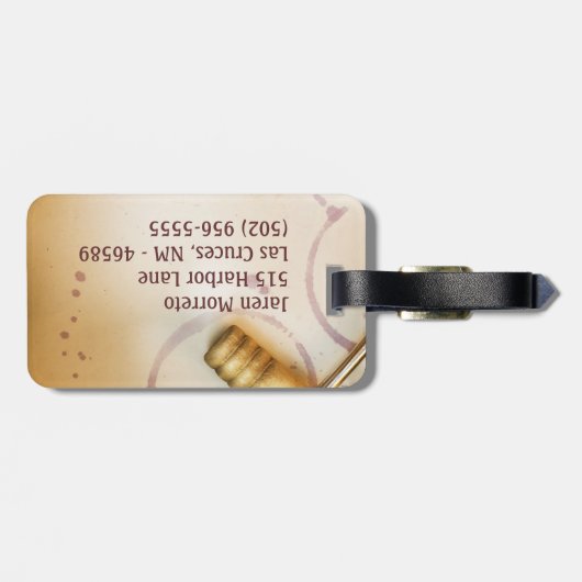 Bagagelabel van rode wijndruiven voor korkschroefk (Achterkant horizontaal)