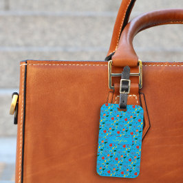 Bagagelabel van rode wilde flora en fauna