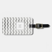 Bagagelabel van Silver en White Chevron (Voorkant horizontaal)