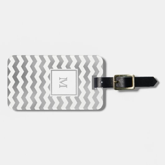 Bagagelabel van Silver en White Chevron (Voorkant horizontaal)