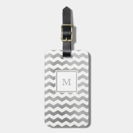 Bagagelabel van Silver en White Chevron (Voorkant verticaal)