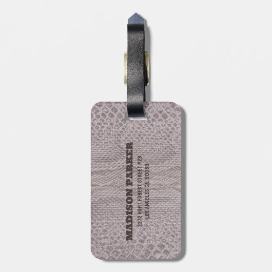 Bagagelabel van Snakeskin Beige Pattern (Achterkant verticaal)