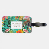 bagagelabel van tropische flamingo palmbomen (Achterkant horizontaal)