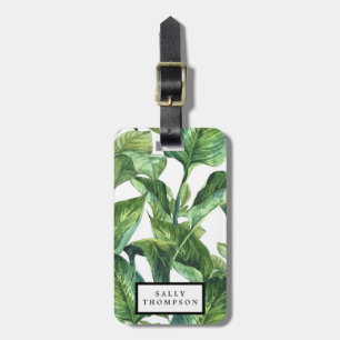 bagagelabel van tropische palmbladeren