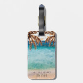 bagagelabel van tropische strandpalmen (Achterkant verticaal)