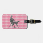 Bagagelabel van Vrouw Greyhound en Roze Argyle (Voorkant horizontaal)