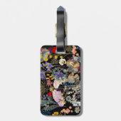 Bagagelabel van wilde bloemen, collage (zwarte ach (Achterkant verticaal)