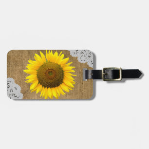 Bagagelabel van zonnebloem en van korte textielvli