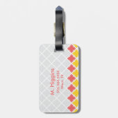 Bagagelabel vierkant geometrisch patroon (Achterkant verticaal)