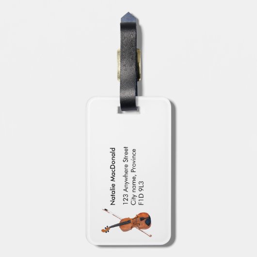 Bagagelabel - viool (Achterkant verticaal)