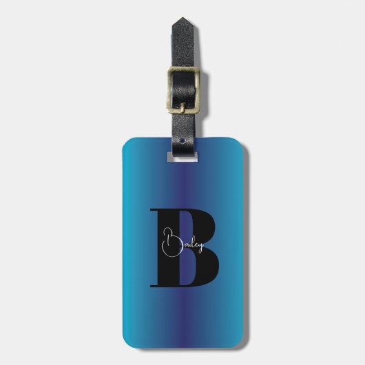 Bagagelabel voor aangepast blauw monogram (Voorkant verticaal)