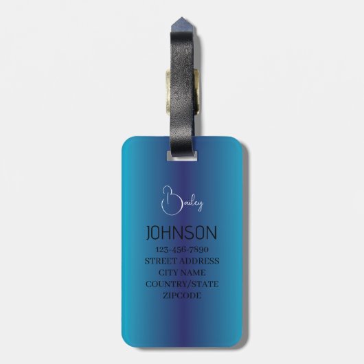 Bagagelabel voor aangepast blauw monogram