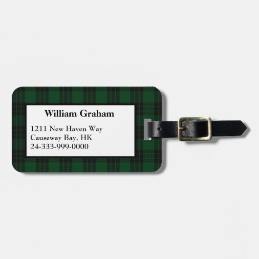Bagagelabel voor Black & Green Graham Tartan (Voorkant horizontaal)