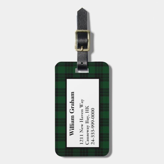 Bagagelabel voor Black & Green Graham Tartan (Voorkant verticaal)