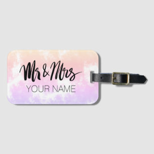 Bagagelabel voor de typografie van de heer en mevr