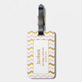 Bagagelabel voor gouden en roze Chevron (Achterkant verticaal)
