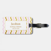 Bagagelabel voor gouden en roze Chevron (Achterkant horizontaal)