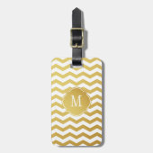 Bagagelabel voor gouden en witte Chevron Monogram (Voorkant verticaal)