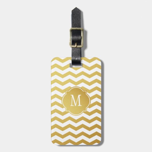 Bagagelabel voor gouden en witte Chevron Monogram (Voorkant verticaal)