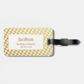 Bagagelabel voor gouden en witte geluidsmonogram (Achterkant horizontaal)