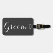 Bagagelabel voor grijze en zwarte bruiloft (Voorkant horizontaal)