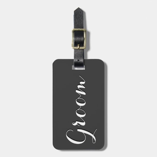 Bagagelabel voor grijze en zwarte bruiloft (Voorkant verticaal)