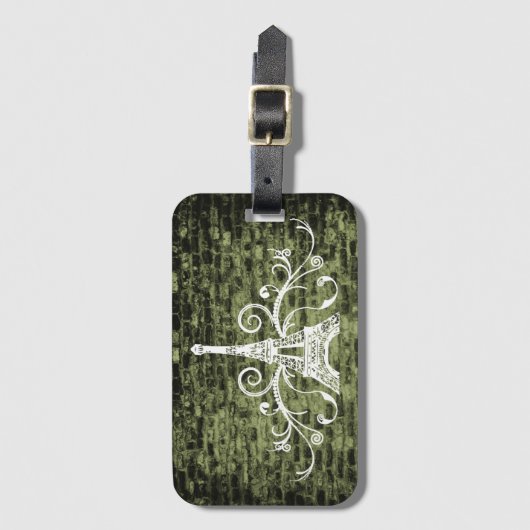 Bagagelabel voor groene Eiffeltoren (Voorkant (verticaal))