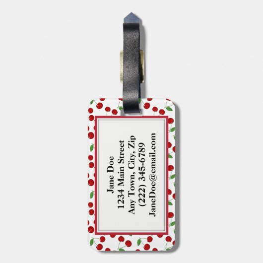 Bagagelabel voor het ontwerp van kersen (Achterkant verticaal)