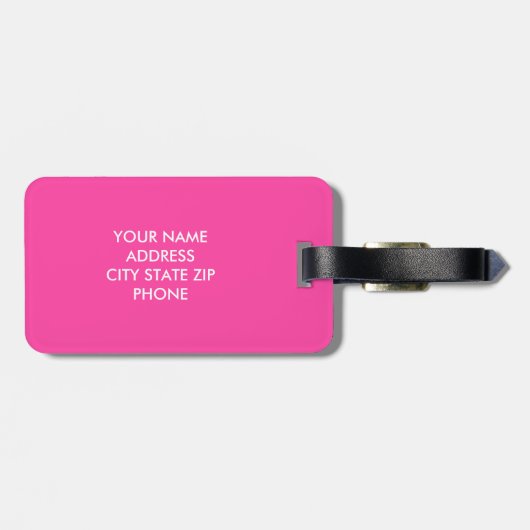 Bagagelabel voor het reizen van kleurrijke neonroz (Achterkant horizontaal)