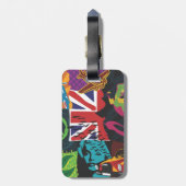 Bagagelabel voor het verzamelen met lederriem (Achterkant verticaal)