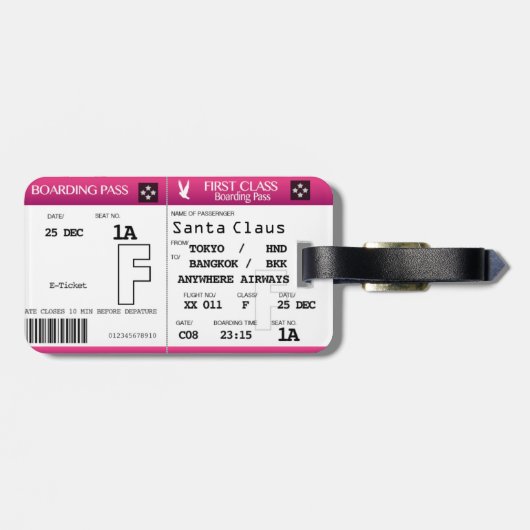 Bagagelabel voor instapkaarten van eerste klasse (Achterkant horizontaal)