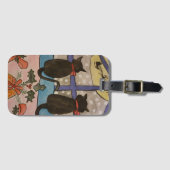 Bagagelabel voor kerstmis met zwarte kat (Voorkant (horizontaal))