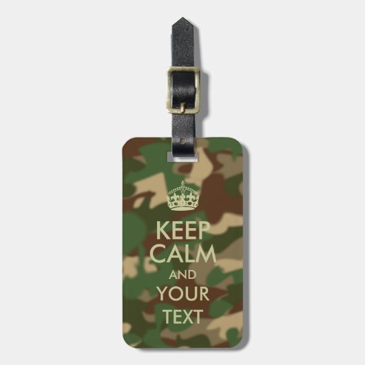 bagagelabel voor Mannen Kalm Jouw tekst Camouflage (Voorkant verticaal)