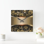 Bagagelabel voor metallische goudtextuur, achtergr vierkante klok (Huis)