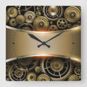 Bagagelabel voor metallische goudtextuur, achtergr vierkante klok (Voorkant)