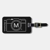 Bagagelabel voor monogramcamera - zwart-wit (Voorkant horizontaal)