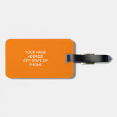 Bagagelabel voor oranje, aangepast monogram (Achterkant horizontaal)